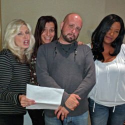 Ray Amico supervises bg vocal rehearsal for "Miss Mack"