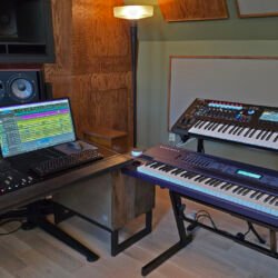 Producer's desk and keyboards.